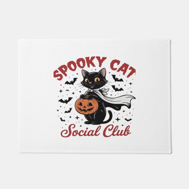 Spooky Cat Social Club PNG - Niedliche Halloween-K Fußmatte (Vorderseite)