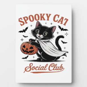 Spooky Cat Social Club PNG - Süße niedliche klassi Fotoplatte