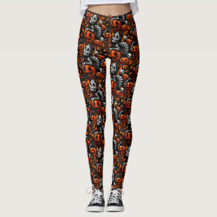 Spooky Cat und Pumpkins Leggings