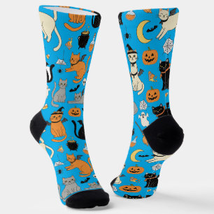 Spooky Cats Halloween Pattern Socken