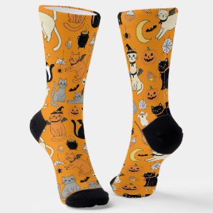 Spooky Cats Halloween Pattern Socken
