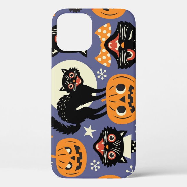 Spooky Cats Pumpkins Lila Muster Case-Mate iPhone Hülle (Rückseite)