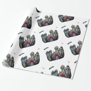 Spooky Catsle Art Wrapping Paper Geschenkpapier