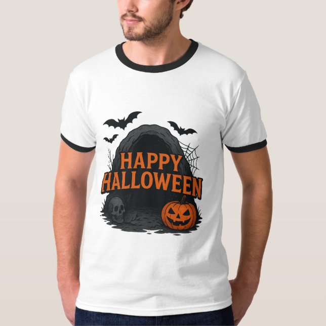 Spooky Cave Halloween Greeting T-Shirt (Vorderseite)