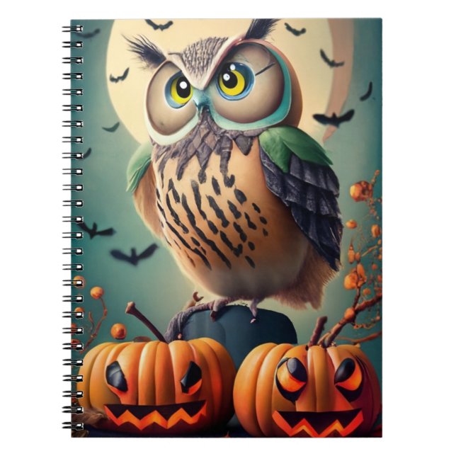 Spooky Chic Owl und Pumpkin Halloween-Notebook Notizblock (Vorderseite)