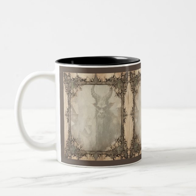 Spooky Christmas Krampus Zweifarbige Tasse (Links)