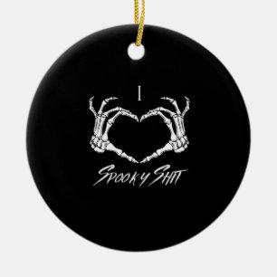 Spooky Classic - Skelettfächer Herz Keramik Ornament