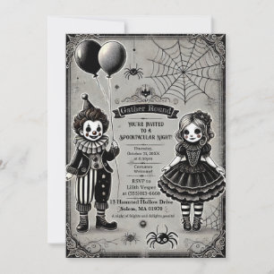 Spooky Clown & Doll Halloween Einladung