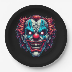 Spooky Clown Face Halloween-Party Pappteller