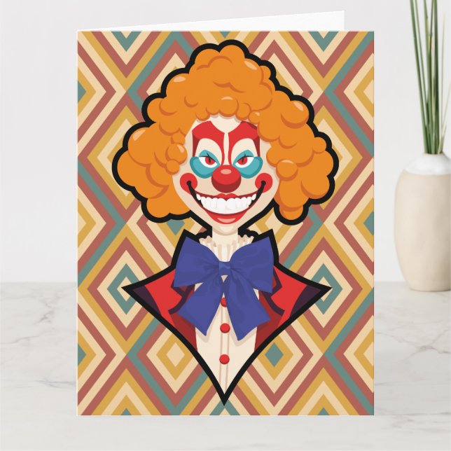 Spooky Clown Retro Creepy farbenfrohe Halloween Karte (Vorderseite)