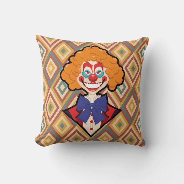 Spooky Clown Retro Halloween, kreolischer Karneval Kissen (Vorderseite)