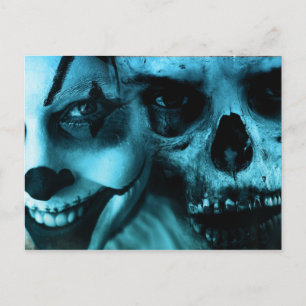 Spooky Clown und Skull Postkarte