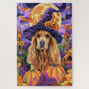 Spooky Cocker Spaniel Hund Halloween Hexenkürbis Puzzle