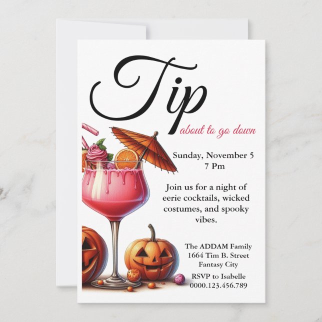 Spooky Cocktails Einladung Template Halloween (Vorderseite)