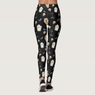Spooky Coffin und Raven Halloween Leggings