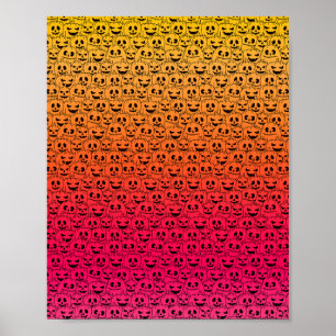 Spooky Colorful Pumpkins - Halloween-Muster Poster