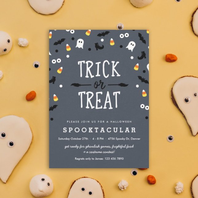 Spooky Confetti Niedliches Halloween-Party Einladu Einladung (trick or treat Halloween Spooktacular party invitation)