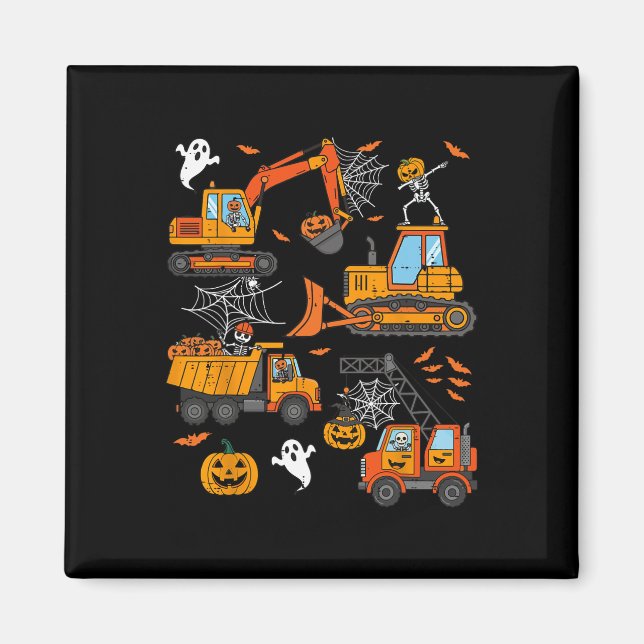 Spooky Construction Trucks Kleinkind Boys Hallowee Magnet (Vorne)