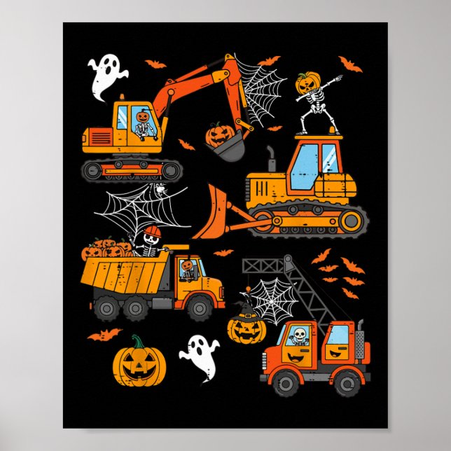 Spooky Construction Trucks Kleinkind Boys Hallowee Poster (Vorne)