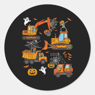 Spooky Construction Trucks Kleinkind Boys Hallowee Runder Aufkleber