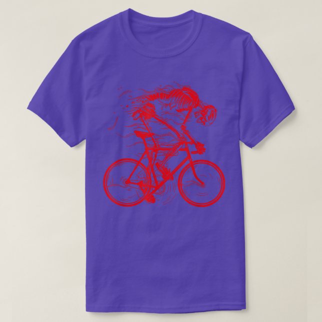 Spooky Cool Flaming Ghost Biker Damen Hallowee T-Shirt (Design vorne)