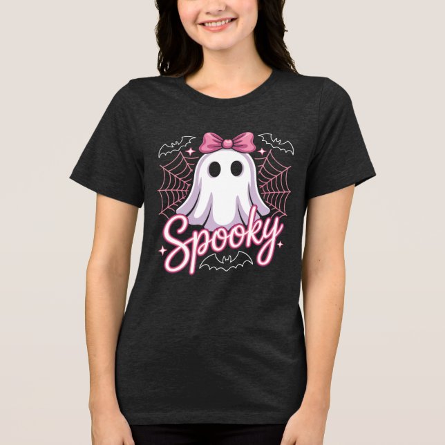 Spooky Coquette Ghost Tri-Blend Shirt (Vorderseite)