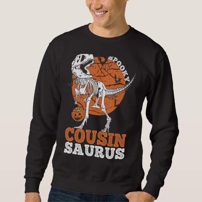 Spooky Cousin Saurus Dinosaur Skeleton rex Pumpkin Sweatshirt (Vorderseite)