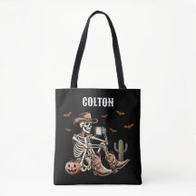 Spooky Cowboy Skeleton Trick oder Treat Bag