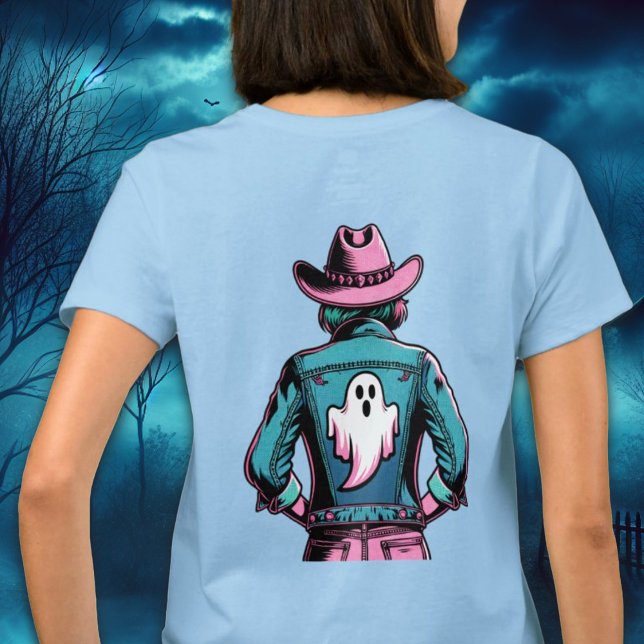 Spooky Cowgirl mit Ghost Pop Art Shirt (Spooky Cowgirl with Ghost Pop Art Shirt)