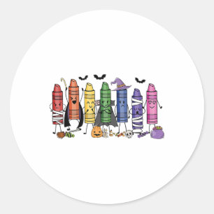 Spooky Crayon Halloween Teacher Trick oder Unterri Runder Aufkleber