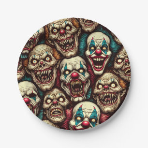 Spooky Creepy Clown Zombie Halloween Pappteller