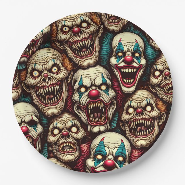 Spooky Creepy Clown Zombie Halloween Pappteller (Vorderseite)