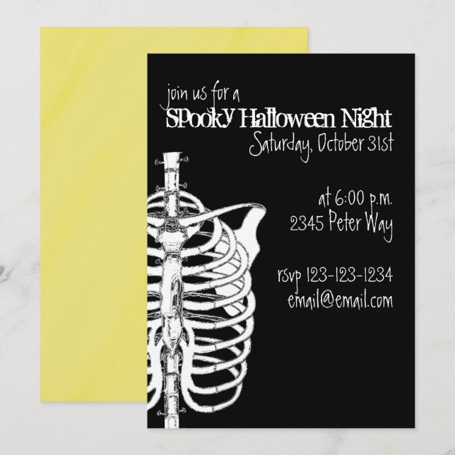 Spooky Creepy Skeleton X-Ray Halloween-Party Einladung (Vorne/Hinten)