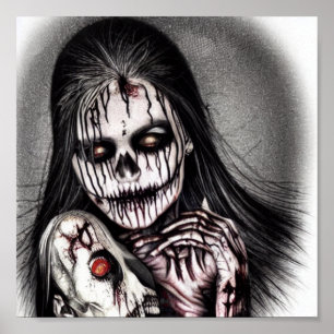 Spooky Creepy Woman Poster