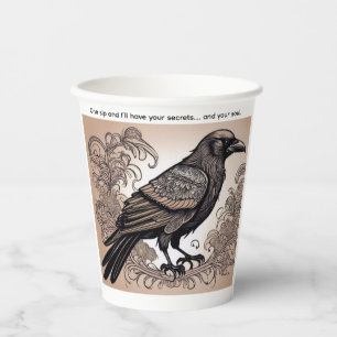 Spooky Crow Halloween Folk Art Paper Cups Pappbecher