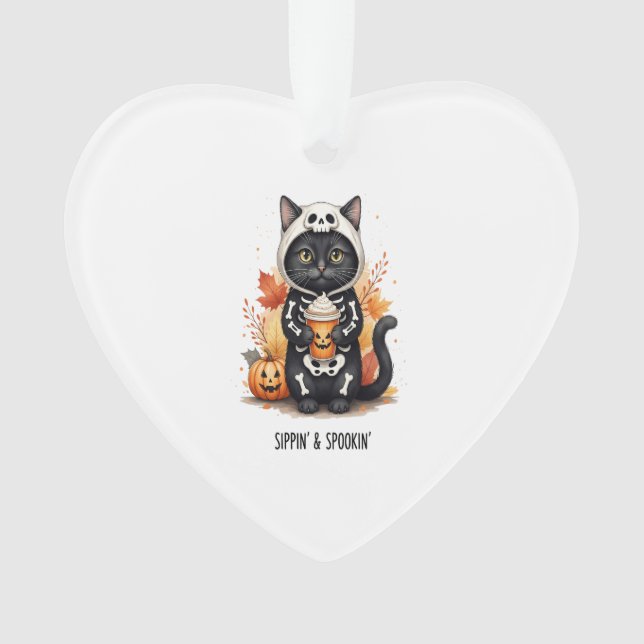 Spooky Cute Cat Halloween Ornament (Vorderseite)