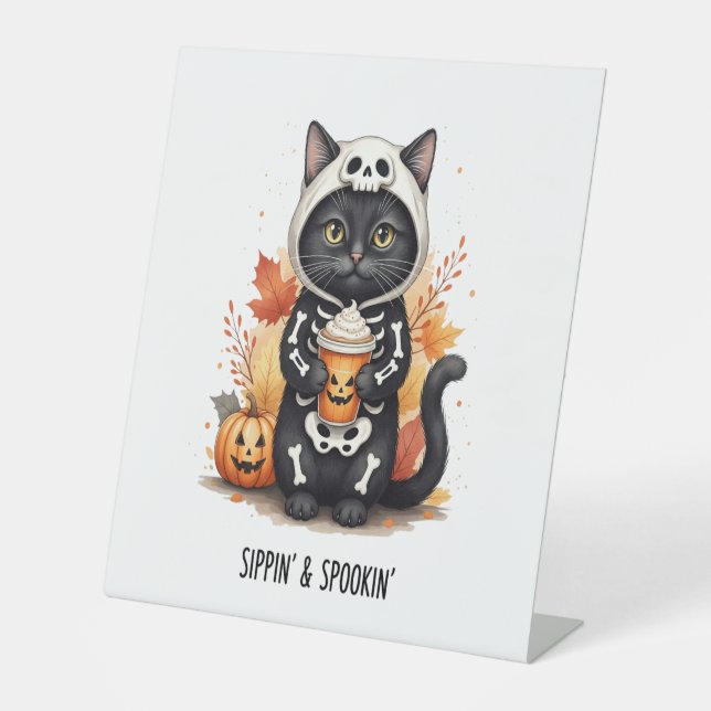 Spooky Cute Cat Halloween Sockelschild (Vorderseite)