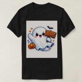 Spooky-Cute Halloween Ghost Sticker T-Shirt