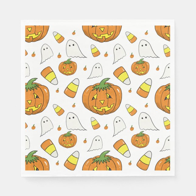Spooky Cute Halloween Pumpkin Paper Napkins Serviette (Vorderseite)