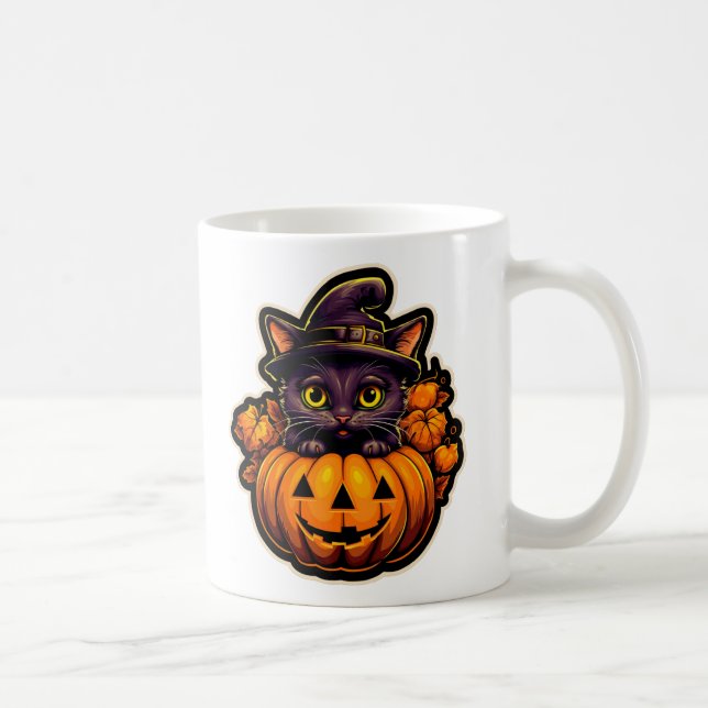 Spooky Cuteness Tasse #2 Black Cat & Pumpkin (Rechts)