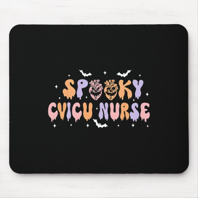 Spooky Cvicu Nurse Halloween Herz Icu Fall Pump Mousepad (Vorne)