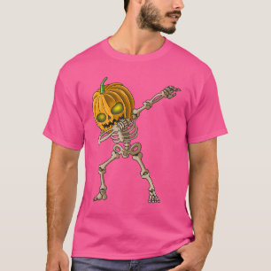 Spooky Dabbing Pumpkin Skeleton Halloween-Party T-Shirt