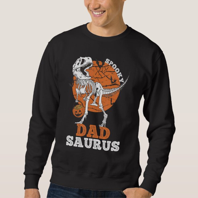 Spooky Dad Saurus Dinosaur Skeleton rex Pumpkin Sweatshirt (Vorderseite)
