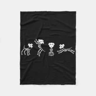 Spooky Dancing Hunde Skelette Clic White Halloween Fleecedecke