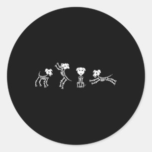 Spooky Dancing Hunde Skelette Clic White Halloween Runder Aufkleber