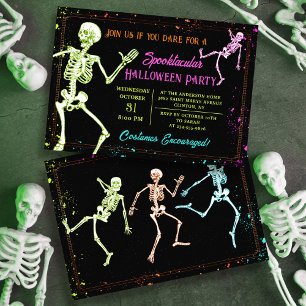 Spooky Dancing Skeleton Black Halloween-Party Einladung