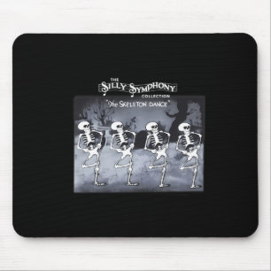 Spooky Dancing Skeletons Clic White Halloween Mousepad