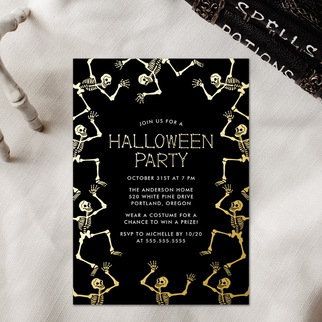Spooky Dancing Skeletons Halloween Party Folieneinladung (Von Creator hochgeladen)