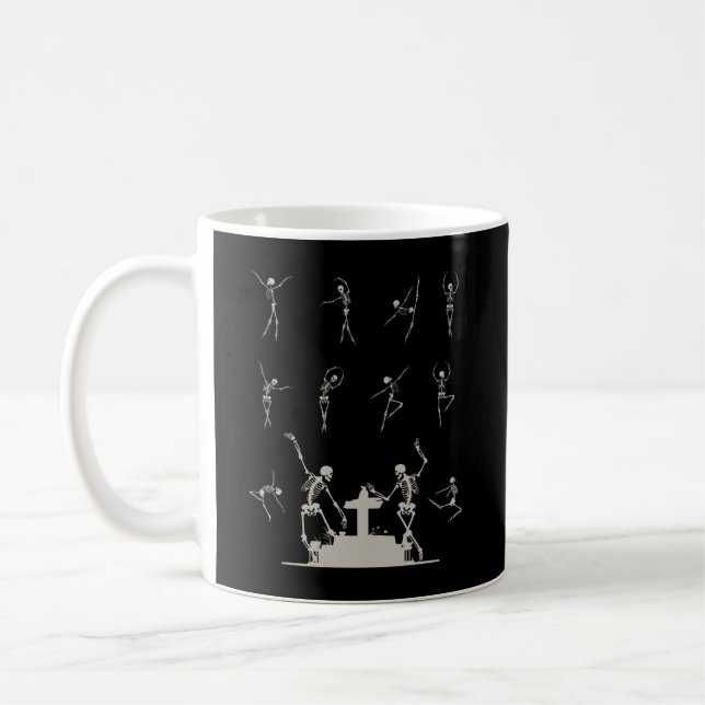 Spooky Dancing Skeletts Darstellendes Ballett Kaffeetasse (Links)