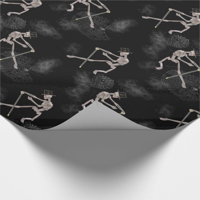 Spooky Dancing Skeletts Geschenkpapier (Ecke)